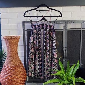 AE Black and Purple Floral High-Neck Sundress